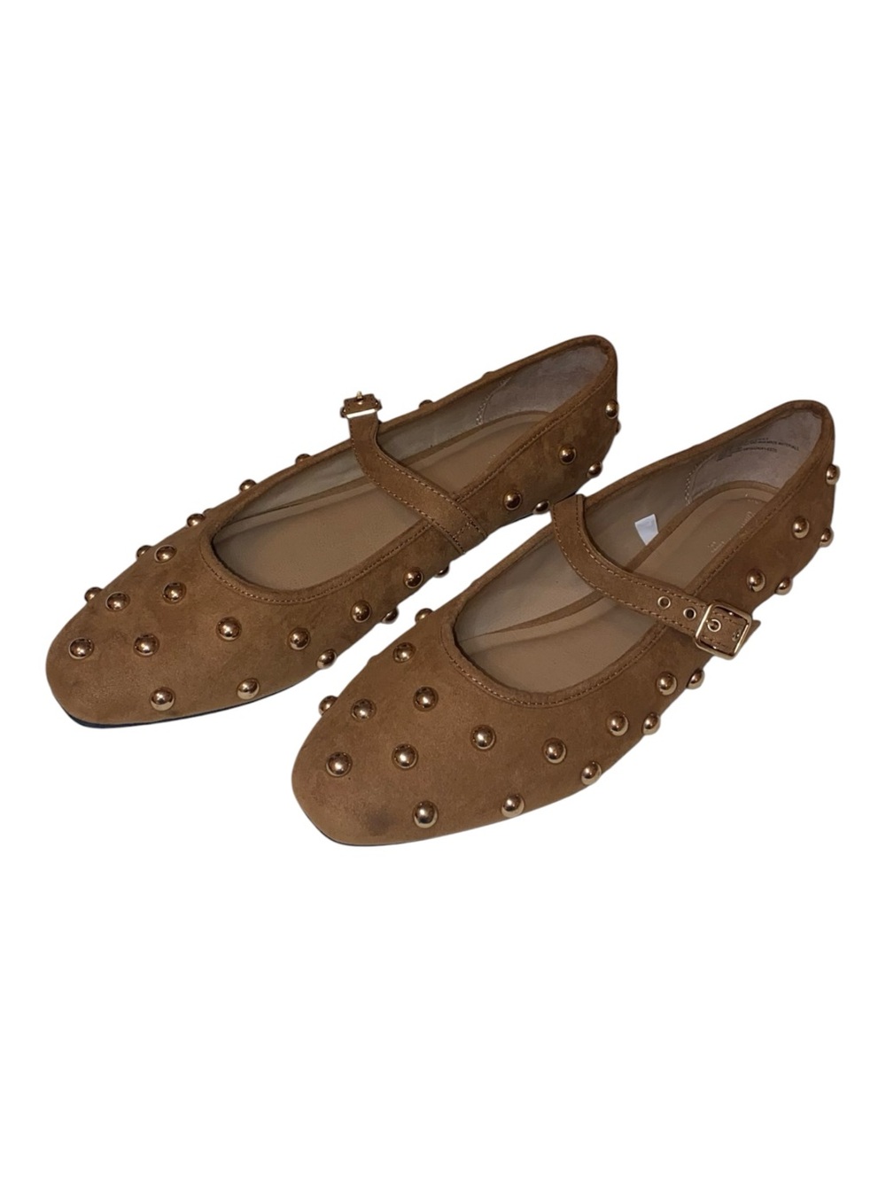 UNIVERSAL THREAD Penny Gold Studded Mary Jane Casual Flats Cognac Brown Size 11 - Picture 4 of 9